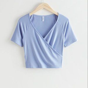 & Other Stories Light Blue Wrap Top, Size Small, Never been worn!